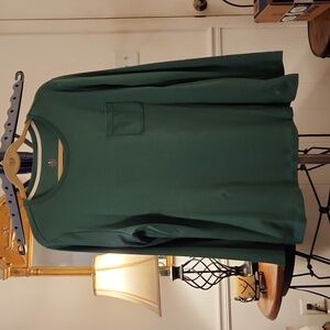 Isaac Mizrahi pocketed long sleeved Pima Cotton top, Size Large, Color Green
